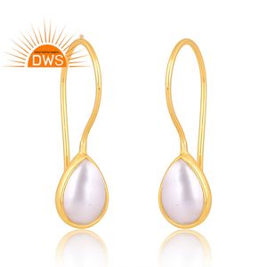 Último diseño hecho a mano 18K chapado en oro perla natural piedra colgante pendiente Demi joyería fina fabricante - Product Image 2