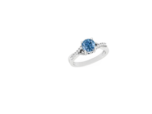 Bague de fiançailles délicate en or 14K 18K avec saphir bleu, sertie pavé, personnalisable OEM, bijoux fins pour femme - Product Image 4
