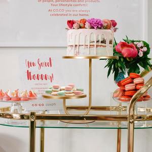 Support à gâteau moderne en métal doré à 2 niveaux, présentoir à cupcakes rond de luxe pour mariage, fête d'anniversaire, dessert et cadeaux - Product Image 3