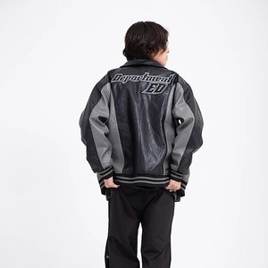 Chaquetas de cuero PU para hombre de High Street con bordado de letras abrigo informal Vintage para primavera Otoño Invierno para parejas - Product Image 2