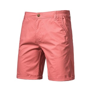 Verano 100% algodón sólido pantalones cortos hombres alta calidad Casual negocios Social cintura elástica hombres pantalones cortos 10 colores playa pantalones cortos - Product Image 5