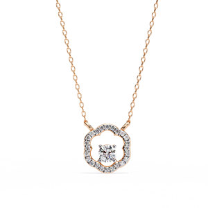 สร้อยคอเพชรธรรมชาติ0.31ct ลายดอกไม้รัศมี14K สีโรสโกลด์สายโซ่เครื่องประดับเพื่อนเจ้าสาวสไตล์ชาติพันธุ์สำหรับงานแต่งงานของขวัญหมั้น - Product Image 1