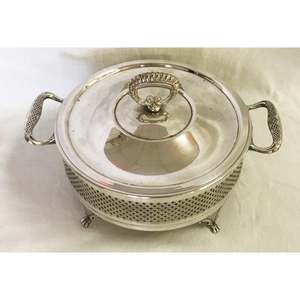Casserole italienne vintage en acier inoxydable plaqué argent avec couvercle Cadeau de pendaison de crémaillère, accessoires de cuisine - Product Image 1