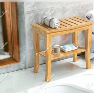 Banc de douche en bambou de qualité supérieure avec étagère salle de bain pied de rasage organisateur de spa en bois parfait pour la Console d'incrustation d'os intérieure ou extérieure - Product Image 1