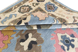 Alfombra de Lana Anudada a Mano Oushak Azul Claro Premium en Varios Tamaños para Sala de Estar, Estilo Antiguo, Decoración Interior Moderna - Product Image 3