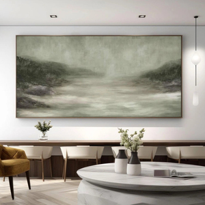 Minimalist Landscape Canvas Art Oil Painting Mountain Scene <b>Wall</b> Decor Indoor Modern Style with <b>Frame</b> - Product Image 1
