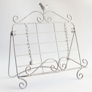 Support de livre de recettes en métal forgé fait main, blanc, pour comptoir de cuisine, support de livre réglable - Product Image 1