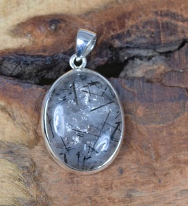 Colgante de piedras preciosas, joyería hecha a mano, colgante de moda con forma ovalada de rutilo negro, colgante de diseñador de Plata de Ley 925, regalo para ella - Product Image 4
