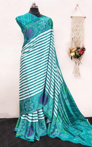 Sari en modal fantaisie de designer avec travail imprimé, fabricant d'Inde à prix avantageux, exportateur de mode féminine à vendre - Product Image 3