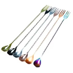Customized Color Reusable Drinks Mixing Spoons <b>Portable</b> Barware Party Stirrer Set of 6 Cocktail Mixing Swizzle Sticks - Product Image 1