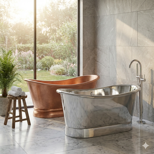 Bañera Rectangular Elegante de Cobre, Independiente, de Lujo, Hecha a Mano, Proveedor de Marca Privada, Fabricante, Premium para el Hogar, Estilo Francés Dorado - Product Image 2