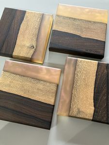 Ensemble de sous-verres en résine époxy de qualité RUSTIC avec effet océan Dessous de verre décoratifs carrés ronds en résine époxy par Craftsy Home - Product Image 2