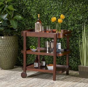 Newest fancy wood wine bar cart for home catering hotel restaurant kitchen food <b>serving</b> <b>trolley</b> wine & glasses holders hot sell - Product Image 4
