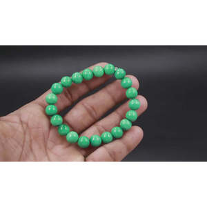 Natural 8mm Smooth Round Malachite <b>Gemstone</b> Beaded <b>Bracelet</b> 7 Inches Crystal Bangle - Product Image 6