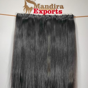 100% máquina sin procesar doble trama virgen negro recto paquetes vietnamita templo Remy extensiones de cabello humano - Product Image 4