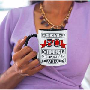 Mug fantaisie 50e anniversaire avec anse dorée, personnalisable par sublimation, compatible micro-ondes, en grès, idée cadeau de mariage - Product Image 2