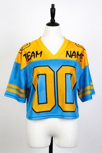 Maillot de football américain personnalisé de haute qualité, pas cher, pratique, 100% polyester, maille épaisse, manches courtes - Product Image 2