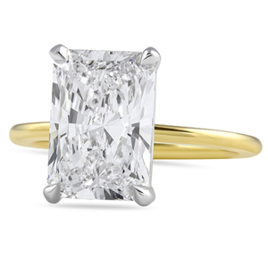 Bague de fiançailles élégante pour femme en or jaune 14K, sertie de diamants de laboratoire taille radiant, pavé à griffes, certifiée IGI, 4,07 carats - Product Image 1