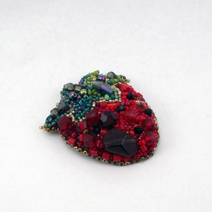 Broches brodées de perles de rocaille personnalisées faites à la main Broches perlées de conception d'oiseaux vintage pour mariage par glowin fashion - Product Image 4