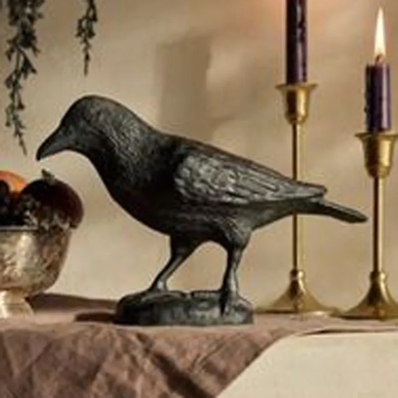 Crédible qualité métal oiseau noir décoratif Halloween objets effrayant mariage approvisionnement fête stockage automne cadeaux