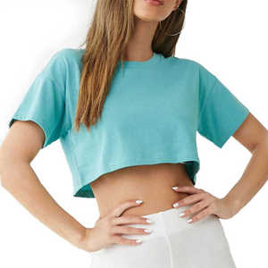 <b>Crop</b> <b>Tops</b> SublimationTee Shirt <b>Sexy</b> 100% Cotton Breathable High Quality Plain T-shirt for Women - Product Image 6