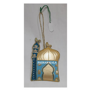 Broderie Zari dorée personnalisée en forme d'arbre de Noël, ornements suspendus, tissu utilisé pour la décoration du Ramadan et de l'Aïd - Product Image 1