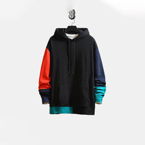 <b>Fleece</b> Hoodie Winter <b>Thick</b> <b>Fleece</b> Warm Streetwear Patchwork Split Color Hoodie Full Sleeve - Product Image 4