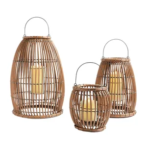 Best Selling 2023 Handmade Careyes Handwoven Wicker Rattan Outdoor Lantern Stylish Wicker for Decor Lighting Outdoor