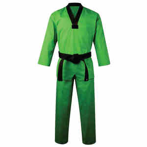 Ensemble d'uniformes de Taekwondo vert à manches longues et col en V, vente chaude, broderie, uniforme d'arts martiaux, kimono de Jiu Jitsu - Product Image 3