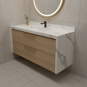 แผ่นหินควอตซ์เทียมขัดเงาด้วยมือลายแคลคัตต้าสีขาวเทาแบบขายส่งสำหรับเคาน์เตอร์ครัวและท็อปโต๊ะเครื่องแป้ง - Product Image 2