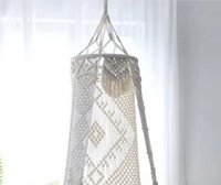 Fauteuil suspendu en macramé bohème 100% fait main, écologique, en cordon de coton couleur naturelle, qualité supérieure, forme carrée, pour plafond