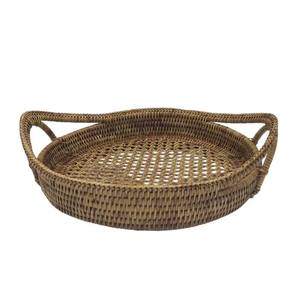 Bandeja Redonda de Ratán Tejida a Mano con Asas, Bandeja Decorativa y para Servir de Mimbre Natural para Vajilla de Cocina, OEM, ODM, Venta al por Mayor - Product Image 2