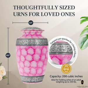 โกศบรรจุอัฐิสีชมพูเงิน สไตล์อเมริกัน/ยุโรป สำหรับบรรจุอัฐิมนุษย์ ขนาด 220 คิวบิกอินช์ เป็นมิตรกับสิ่งแวดล้อม ทนทาน ดีไซน์ปรับแต่งได้ - Product Image 4