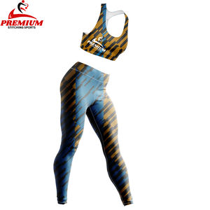 Conjunto de yoga deportivo acanalado de alta elasticidad, Sujetador deportivo transpirable y mallas, conjunto de gimnasio para mujer - Product Image 1