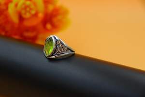 Sólido 925 plata esterlina plateada Natural verde peridoto Marquesa bisel ajuste 5x10mm anillo hecho a mano joyería de moda para mujeres - Product Image 3