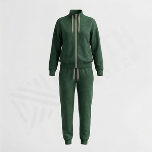 Survêtements en molleton de coton pur pour femmes élégants Logo personnalisable Étiquette de haute qualité Ensembles pour femmes Premium Doux et chaud Vêtements de sport de gym - Product Image 1