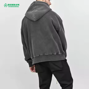 Sweat à capuche unisexe personnalisé avec logo brodé, effet délavé, vintage, en molleton/éponge française, respirant, séchage rapide, 100% coton lourd - Product Image 5