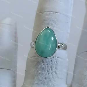 Bague Statement pour Femme en Argent Sterling 925 avec Amazonite Naturelle Faite à la Main, Style Bohème, Pierre Précieuse en Forme de Poire, Cadeau pour Elle - Product Image 2