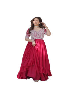 ชุดเลเฮนกา โจลี ดูปัตตา ผ้าปักลายดาว ประดับลูกปัดและเลื่อม งานปักคุณภาพสูง สำหรับฤดูหนาว ยาวคลุมพื้น แห้งเร็ว สำหรับผู้หญิง - Product Image 1