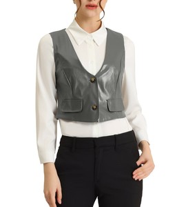 Veste en cuir automne-hiver personnalisée pour femmes avec col tournant solide manches complètes et doublure en satin respirant - Product Image 1