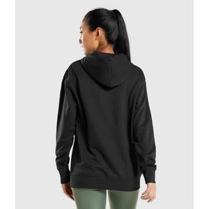 Sudadera con Capucha Extra Grande Negra Premium para Mujer, Sudadera Unisex de Estilo Urbano con Bolsillo Tipo Canguro, Felpa Gruesa y Acogedora para Invierno con Logotipo Frontal - Product Image 3