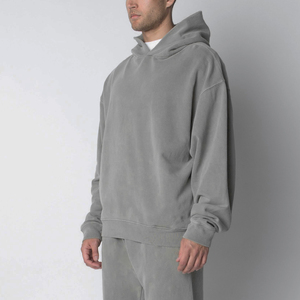 Sweat à capuche uni brodé pour l'hiver 2025, poche latérale, pull léger, 100% coton, écologique, séchage rapide, vente en gros - Product Image 3