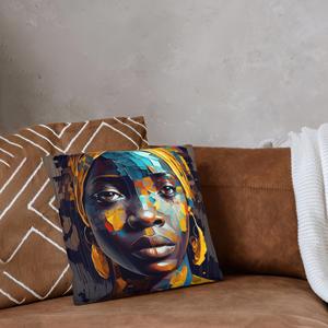 Coussin imprimé femme africaine jaune, coussin de décoration moderne pour chambre à coucher, 20"x36" ou 50x90 cm - Product Image 2