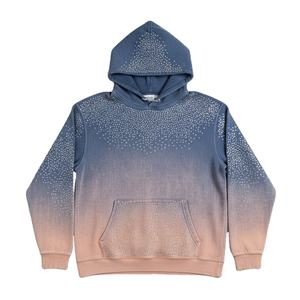 Sweat-shirt à capuche personnalisé en coton 100% surdimensionné avec strass délavés au soleil, style streetwear vintage - Product Image 4