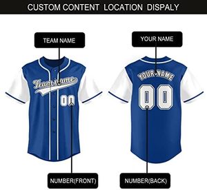 Nueva camiseta de béisbol Azul Real-Camisa con botones y nombre y número personalizados, uniforme deportivo para hombres y mujeres, - Product Image 5