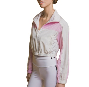 Custom Women Lightweight <b>Nylon</b> Windbreaker Jacket Zip up Elastic Waist Short Length Casual Style Hooded Loose Fit - Product Image 5