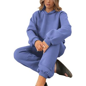 2025 femmes de haute qualité OEM deux pièces hiver survêtement décontracté surdimensionné à manches longues ensemble facile à porter et grande taille Options - Product Image 4