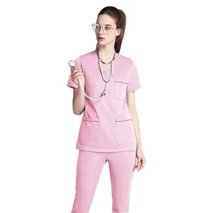 Conjunto de traje médico de enfermera con bolsillos, fabricante de cuidado de la salud, uniformes médicos de higo - Product Image 1