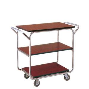 Chariot de service alimentaire en bois écologique avec finition naturelle, deux étagères et quatre roues pour la maison et le service des invités - Product Image 6