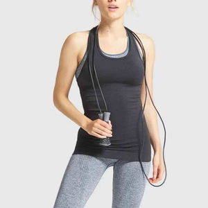 Camisetas sin mangas de entrenamiento para mujer OEM transpirables de punto Spandex secado rápido de algodón sin mangas sólido informal ecológico - Product Image 3